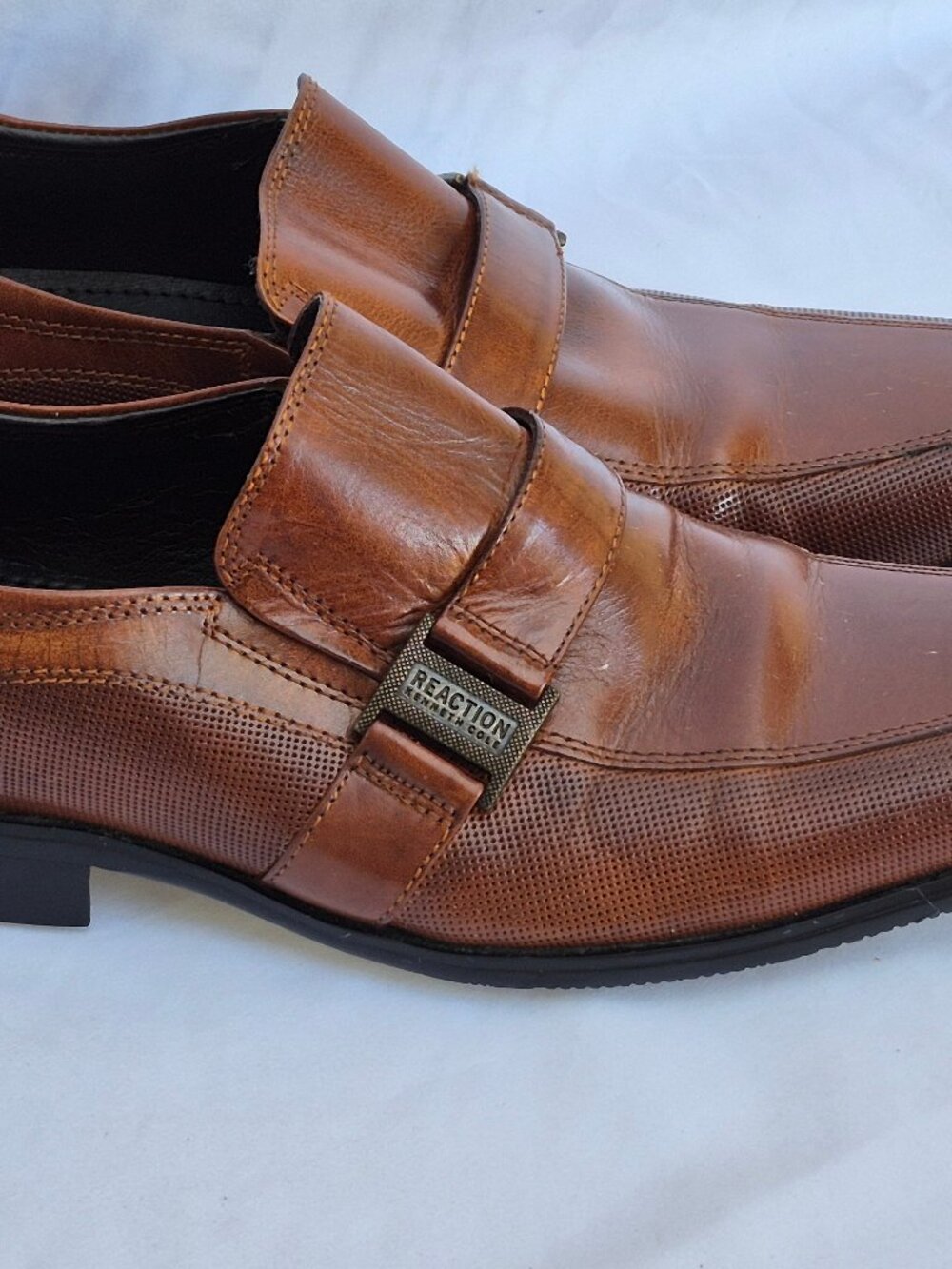 Reaction KENNETH COLE Big News Loafers Mens Size 7.5 M Brown Leather Dress Shoes